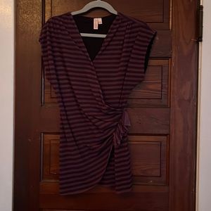Sweet Pea by Stacy Frati Purple Black Striped Wrap Top Size Large